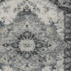 10 Ft X 14 Ft Washable Polyester Area Rug Floral Medallion for Patio or Living Room
