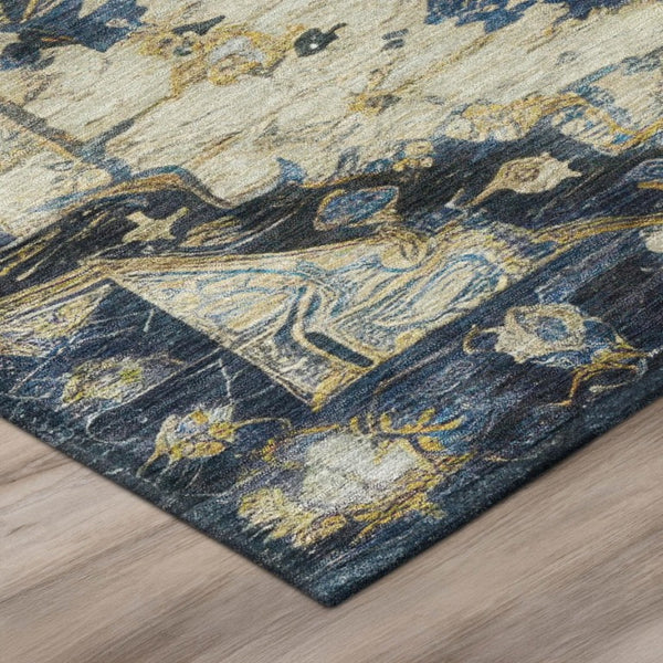 5x8 Floral Medallion Polyester Area Rug Stain Resistant Indoor Outdoor Living