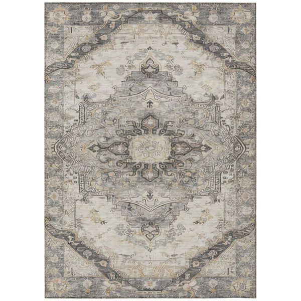 HomeRoots 8 Ft X 10 Ft Medallion Floral Polyester Area Rug Stain Resistant Indoor Outdoor 746137