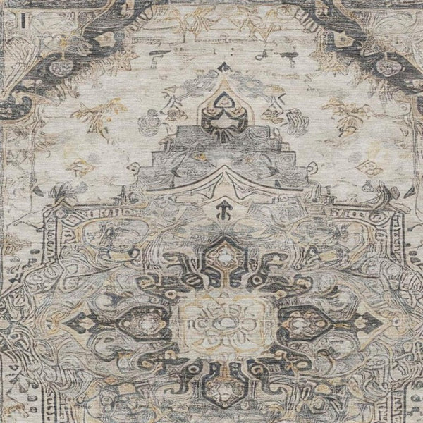 8 Ft X 10 Ft Medallion Floral Polyester Area Rug Stain Resistant Indoor Outdoor