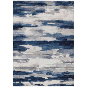 HomeRoots 10 X 14 Abstract Polyester Area Rug Washable Stain Resistant Indoor Outdoor Blue 746157