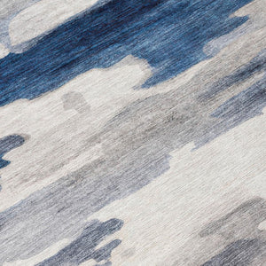 10 X 14 Abstract Polyester Area Rug Washable Stain Resistant Indoor Outdoor Blue