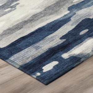 10 X 14 Abstract Polyester Area Rug Washable Stain Resistant Indoor Outdoor Blue