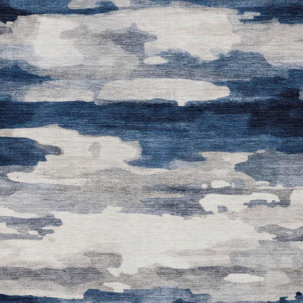 10 X 14 Abstract Polyester Area Rug Washable Stain Resistant Indoor Outdoor Blue