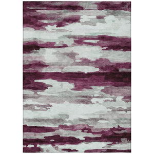 HomeRoots 8 X 10 Abstract Merlot Polyester Area Rug Washable for Patio Porch or Living Room 746167