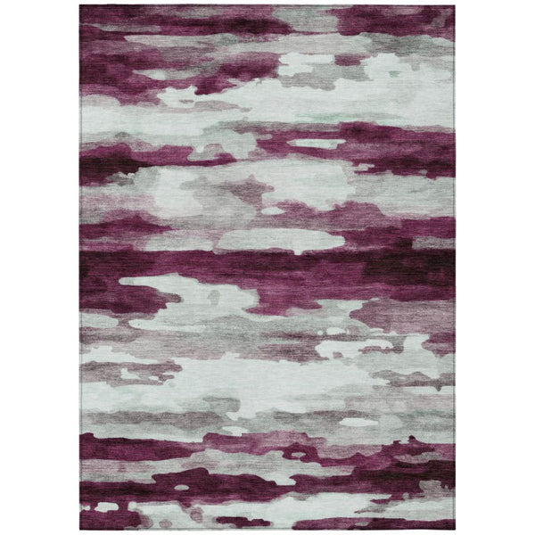 HomeRoots 8 X 10 Abstract Merlot Polyester Area Rug Washable for Patio Porch or Living Room 746167