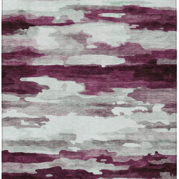 8 X 10 Abstract Merlot Polyester Area Rug Washable for Patio Porch or Living Room