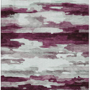 8 X 10 Abstract Merlot Polyester Area Rug Washable for Patio Porch or Living Room