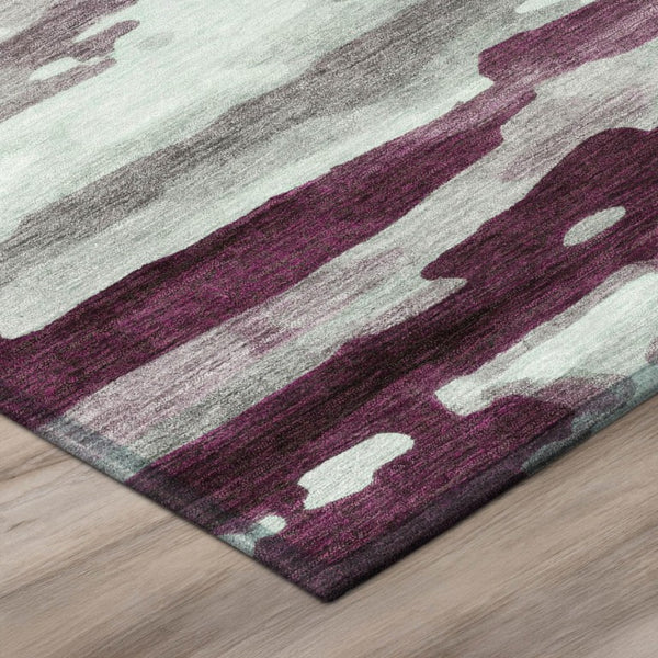 8 X 10 Abstract Merlot Polyester Area Rug Washable for Patio Porch or Living Room