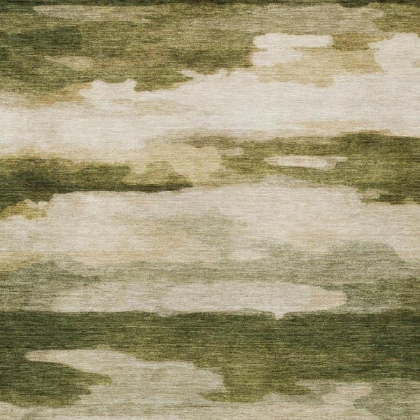 5x8 Abstract Olive Polyester Area Rug Stain Resistant Washable for Patio or Living Room