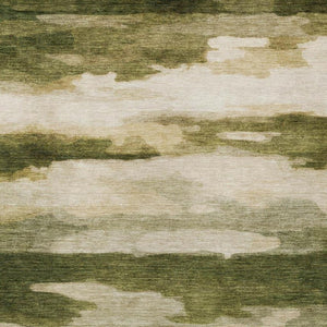 8x10 Olive Green Abstract Polyester Area Rug Washable for Indoor Outdoor Use