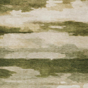 8x10 Olive Green Abstract Polyester Area Rug Washable for Indoor Outdoor Use