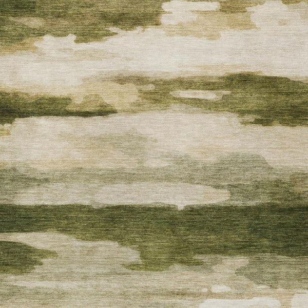8x10 Olive Green Abstract Polyester Area Rug Washable for Indoor Outdoor Use