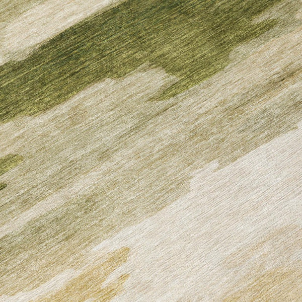 8x10 Olive Green Abstract Polyester Area Rug Washable for Indoor Outdoor Use