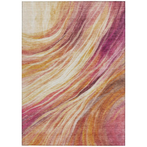 5 X 8 Blush Abstract Washable Polyester Area Rug for Indoor Outdoor Living