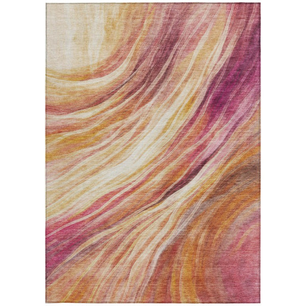 5 X 8 Blush Abstract Washable Polyester Area Rug for Indoor Outdoor Living
