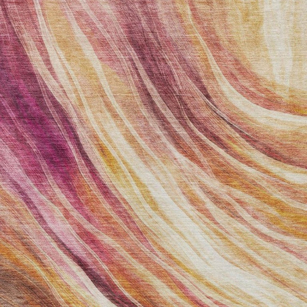 5 X 8 Blush Abstract Washable Polyester Area Rug for Indoor Outdoor Living