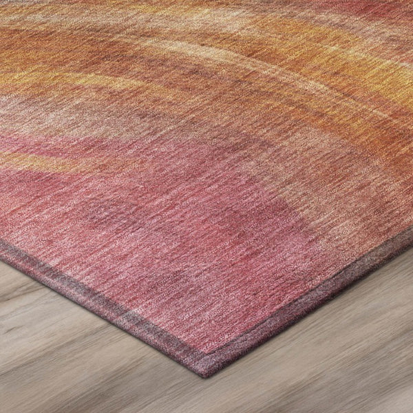 5 X 8 Blush Abstract Washable Polyester Area Rug for Indoor Outdoor Living