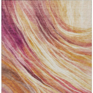 10 X 14 Blush Abstract Polyester Area Rug Washable for Indoor Outdoor Living