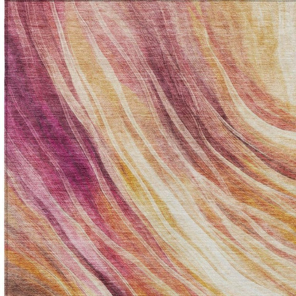 10 X 14 Blush Abstract Polyester Area Rug Washable for Indoor Outdoor Living