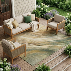 8 Ft X 10 Ft Abstract Polyester Area Rug Stain Resistant Indoor Outdoor Living