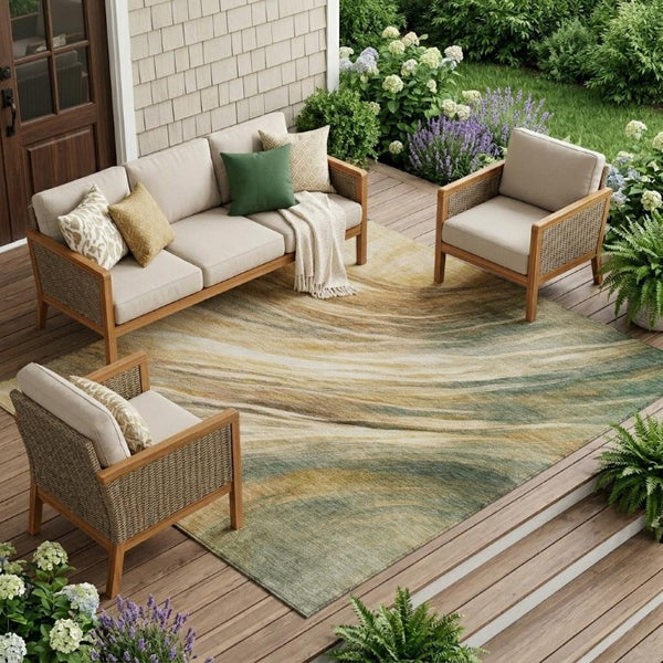 8 Ft X 10 Ft Abstract Polyester Area Rug Stain Resistant Indoor Outdoor Living
