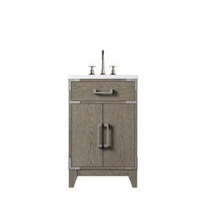 English Elm Grey Oak Single Bath Vanity With Acrylic Top & Faucet Set - Stylish Storage For Compact Spaces B2731P259737