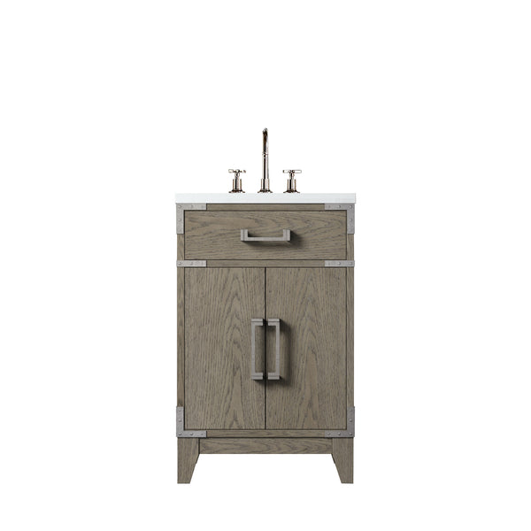English Elm Grey Oak Single Bath Vanity With Acrylic Top & Faucet Set - Stylish Storage For Compact Spaces B2731P259737