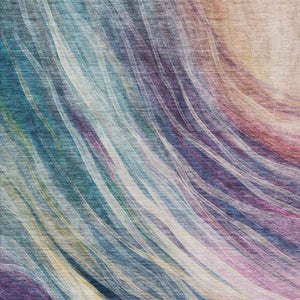 9 X 12 Abstract Teal Lavender Polyester Area Rug Washable for Indoor Outdoor Use