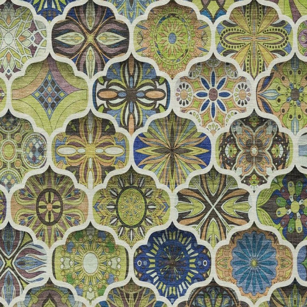 8 X 10 Ogee Polyester Indoor Outdoor Rug Washable Stain Resistant Patio Decor