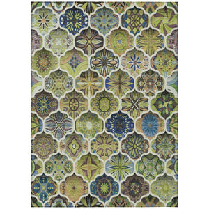 HomeRoots 9 X 12 Ogee Polyester Area Rug Washable Stain Resistant for Patio or Living Room 746210