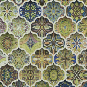 9 X 12 Ogee Polyester Area Rug Washable Stain Resistant for Patio or Living Room