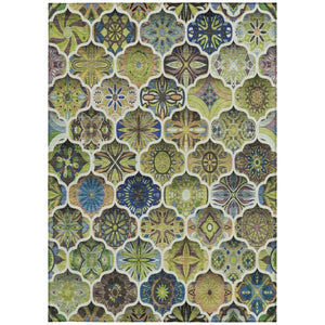 9 X 12 Ogee Polyester Area Rug Washable Stain Resistant for Patio or Living Room