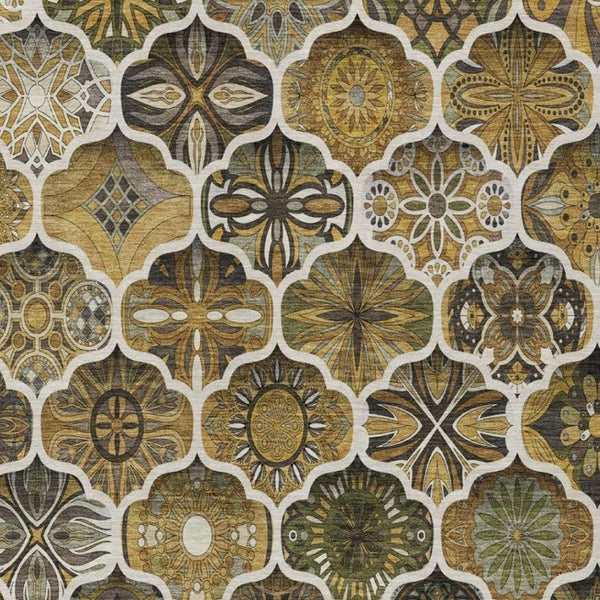 5x8 Washable Polyester Ogee Area Rug for Indoor Outdoor Living Patio and High Traffic Zones
