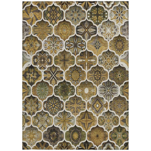 5x8 Washable Polyester Ogee Area Rug for Indoor Outdoor Living Patio and High Traffic Zones