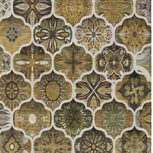 5x8 Washable Polyester Ogee Area Rug for Indoor Outdoor Living Patio and High Traffic Zones