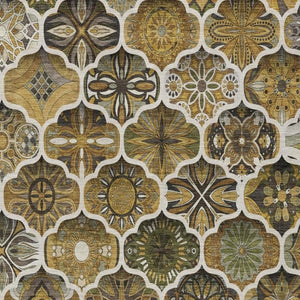 8x10 Ogee Patterned Washable Polyester Area Rug for Patio Porch and Living Spaces