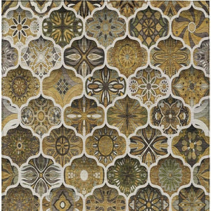8x10 Ogee Patterned Washable Polyester Area Rug for Patio Porch and Living Spaces