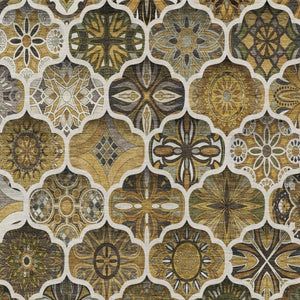 10 Ft X 14 Ft Brown Ogee Polyester Washable Rug for Patio Porch or Living Room
