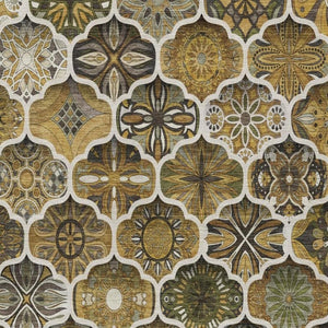10 Ft X 14 Ft Brown Ogee Polyester Washable Rug for Patio Porch or Living Room