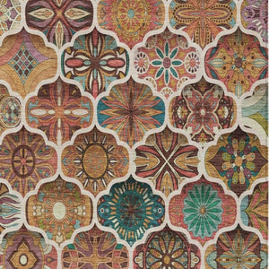5x8 Copper Orange Ogee Polyester Area Rug Washable Stain Resistant Indoor Outdoor