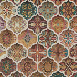 8 X 10 Copper Orange Ogee Polyester Area Rug Washable Stain Resistant Indoor Outdoor