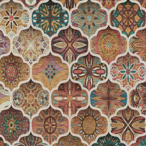 9 X 12 Copper Orange Ogee Polyester Washable Rug for Patio Porch or Living Room