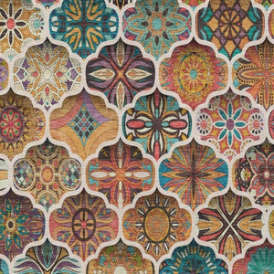 9 X 12 Coral Ogee Polyester Area Rug Stain Resistant for Patio or Living Room