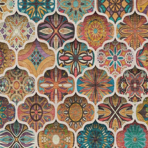 10 X 14 Coral Orange Ogee Polyester Washable Rug for Indoor Outdoor Spaces