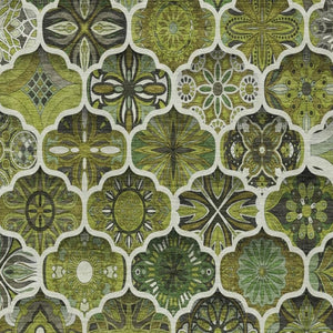 8x10 Olive Ogee Polyester Area Rug Washable Stain Resistant Indoor Outdoor Use