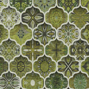 8x10 Olive Ogee Polyester Area Rug Washable Stain Resistant Indoor Outdoor Use