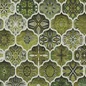 8x10 Olive Ogee Polyester Area Rug Washable Stain Resistant Indoor Outdoor Use