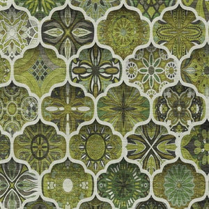 9x12 Olive Ogee Polyester Area Rug Washable Stain Resistant Indoor Outdoor Patio