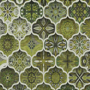 9x12 Olive Ogee Polyester Area Rug Washable Stain Resistant Indoor Outdoor Patio